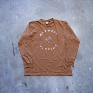 Supreme Key West Florida Long Sleeve Shirt Mens Large Brown Made in USA